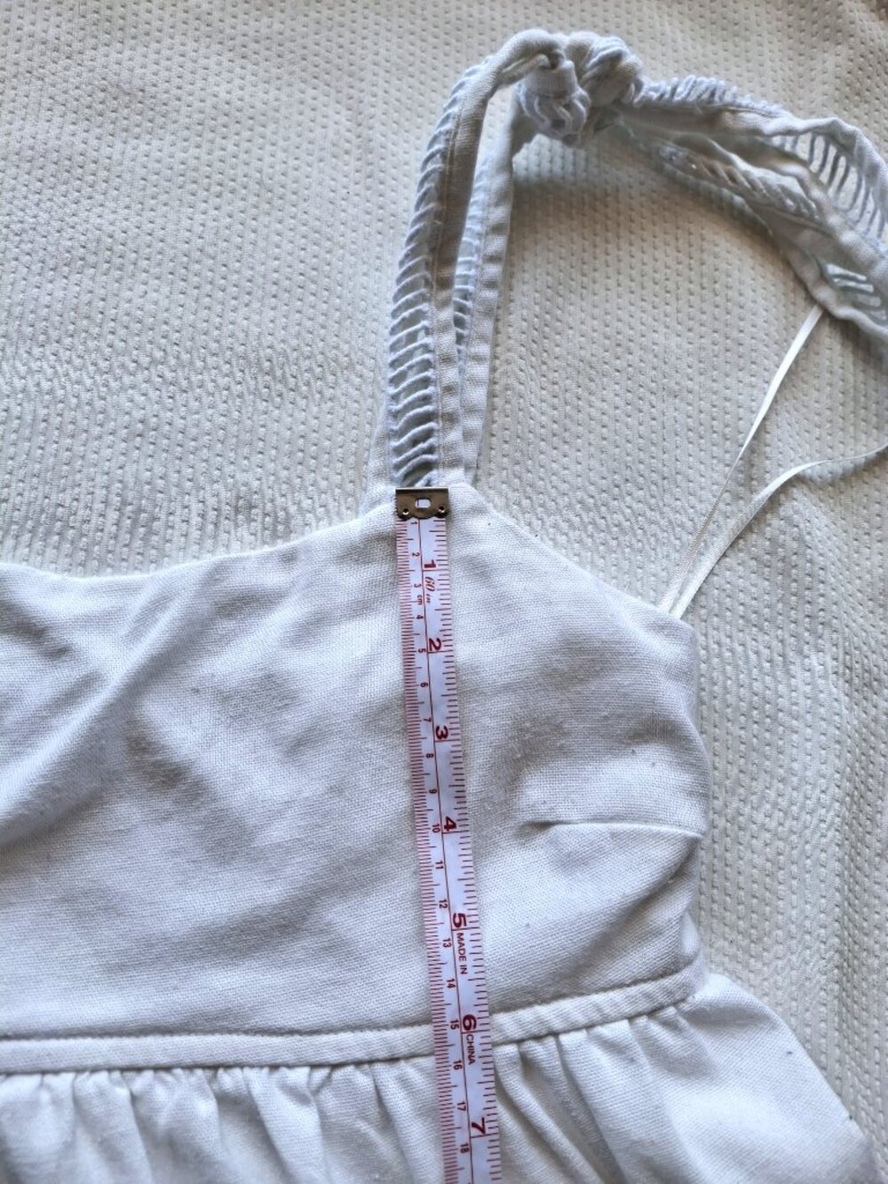 Moon River white lined boho-style linen-blend sundress with tie straps, size S - Picture 10 of 11